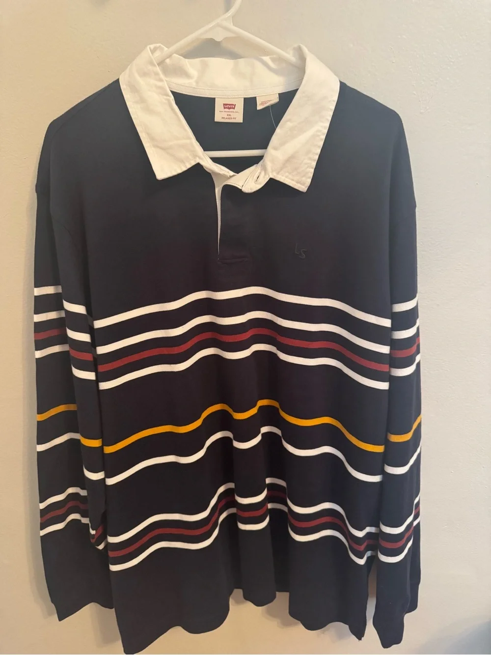 Levi's Navy Rugby-Style Long Sleeve Shirt- Mens XXL (can be womens too)